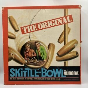 Vtg The Original Skittle Bowl Board Game Complete 3 Ex Pins Score Cards Manual